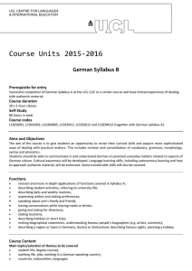Course Units 2015-2016 German Syllabus B Prerequisite for entry
