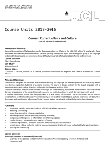 Course Units 2015-2016 German Current Affairs and Culture Prerequisite for entry