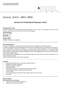 Course Units 2015-2016 German for Professional Purposes I and II