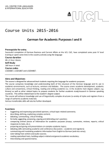 Course Units 2015-2016 German for Academic Purposes I and II