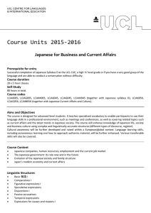 Course Units 2015-2016 Japanese for Business and Current Affairs Prerequisite for entry