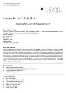 Course Units 2015-2016 Japanese for Academic Purposes I and II