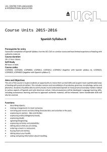 Course Units 2015-2016 Spanish Syllabus B Prerequisite for entry