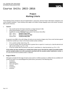 Course Units 2015-2016 Project: Marking Criteria