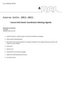 Course Units 2011‐2012  Course Units Senior Coordinators Meeting: Agenda 