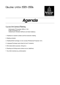 Agenda Course Units 2005‐2006 Course Unit General Meeting