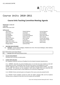 Course Units 2010‐2011  Course Units Teaching Committee Meeting: Agenda 