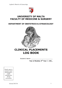 LOG BOOK CLINICAL PLACEMENTS UNIVERSITY OF MALTA