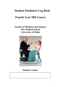 Student Paediatric Log Book  Fourth Year MD Course