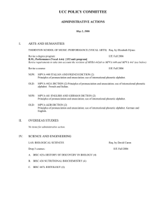 UCC POLICY COMMITTEE ADMINISTRATIVE ACTIONS I. ARTS AND HUMANITIES