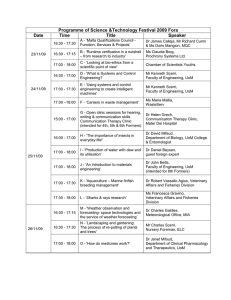 Programme of Science &amp;Technology Festival 2009 Fora Date Time Title