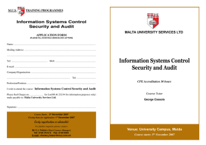 Information Systems Control Security and Audit MALTA UNIVERSITY SERVICES LTD