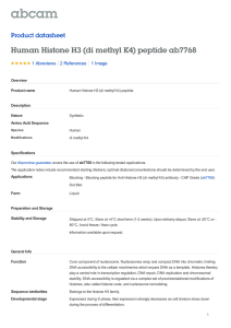 Human Histone H3 (di methyl K4) peptide ab7768 Product datasheet 1 Abreviews