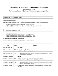 FRONTIERS IN SERVICES CONFERENCE SCHEDULE October 28-31, 2004
