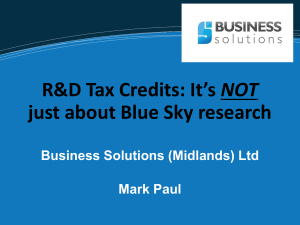 NOT just about Blue Sky research Business Solutions (Midlands) Ltd Mark Paul