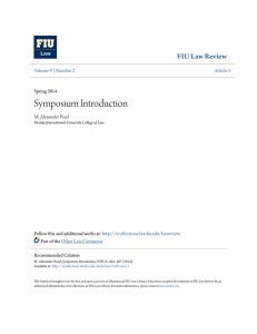 Symposium Introduction FIU Law Review M. Alexander Pearl Volume 9