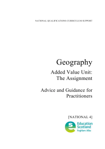 Geography Added Value Unit: The Assignment
