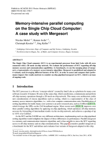 Memory-intensive parallel computing on the Single Chip Cloud Computer: Nicolas Melot