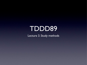 TDDD89 Lecture 3. Study methods