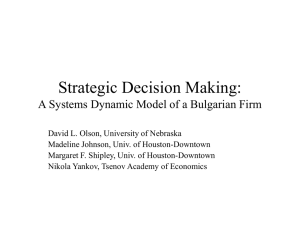 Strategic Decision Making: A Systems Dynamic Model of a Bulgarian Firm