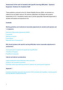 Assessment of the work of students with specific learning difficulties -... Dyspraxia: Guidance for Academic Staff