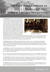 The East India Company at Home, 1757-1857 February 2012 Newsletter