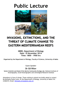 Public Lecture  INVASIONS, EXTINCTIONS, AND THE THREAT OF CLIMATE CHANGE TO