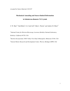 Mechanical Annealing and Source-limited Deformation in Submicron-diameter Ni Crystals