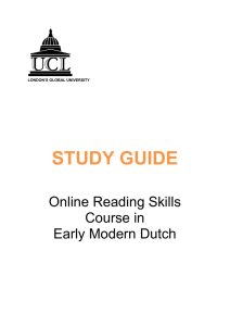 STUDY GUIDE Online Reading Skills Course in Early Modern Dutch
