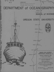 DEPARTMENT of OCEANOGRAPHY OREGON STATE UNIVERSITN SCHOOL of SCIENCE 7