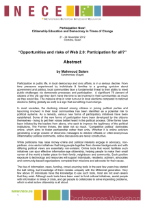 Abstract “Opportunities and risks of Web 2.0: Participation for all?”