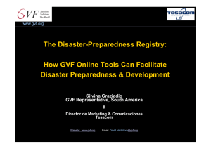 The Disaster-Preparedness Registry: How GVF Online Tools Can Facilitate