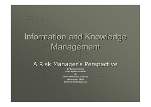 Information and Knowledge Management A Risk Manager ’