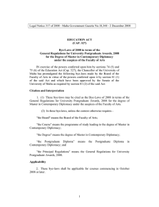 Legal Notice 317 of 2008 - Malta Government Gazette No.18,348 -...  EDUCATION ACT (CAP. 327)