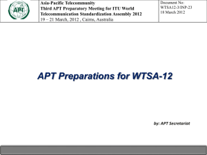 Asia-Pacific Telecommunity Third APT Preparatory Meeting for ITU World