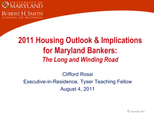 2011 Housing Outlook &amp; Implications for Maryland Bankers: