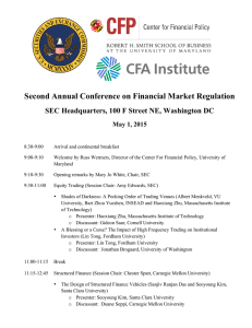 Second Annual Conference on Financial Market Regulation May 1, 2015