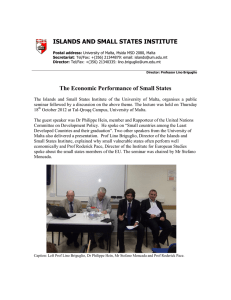 ISLANDS AND SMALL STATES INSTITUTE The Economic Performance of Small States