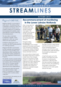 Recommencement of monitoring in the Lower Latrobe Wetlands Regional QA/QC