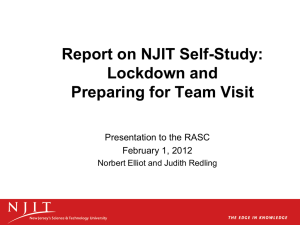Report on NJIT Self-Study: Lockdown and Preparing for Team Visit