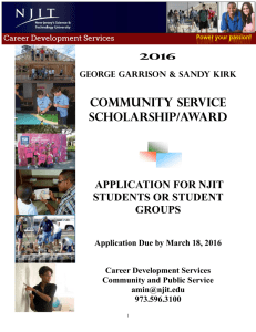 Community Service Scholarship/Award APPLICATION FOR NJIT STUDENTS OR STUDENT