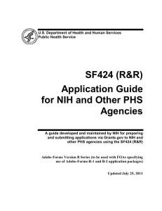 SF424 (R&amp;R) Application Guide for NIH and Other PHS Agencies