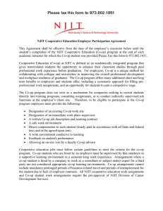 This Agreement shall be effective from the date of the... student’s completion of the NJIT Cooperative Education (Co-op) program at... NJIT Cooperative Education Employer Participation Agreement