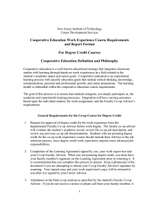 Cooperative Education Work Experience Course Requirements and Report Format