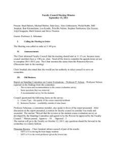 Faculty Council Meeting Minutes September 15, 2011