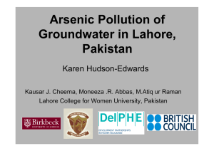 Arsenic Pollution of Groundwater in Lahore, Pakistan Karen Hudson-Edwards