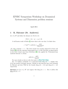 EPSRC Symposium Workshop on Dynamical Systems and Dimension problem sessions 1