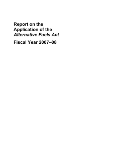 Report on the Application of the Fiscal Year 2007–08 Alternative Fuels Act