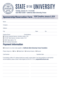 Sponsorship/Reservation Form RSVP Deadline January 5, 2016 Tuesday, January 12