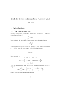 Draft for Notes on Integration - October 2000 1 Introduction J.D.S. Jones